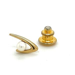 Mikimoto Estate Akoya Pearl Mens Tie Pin 14k Y Gold 4.79 mm M298